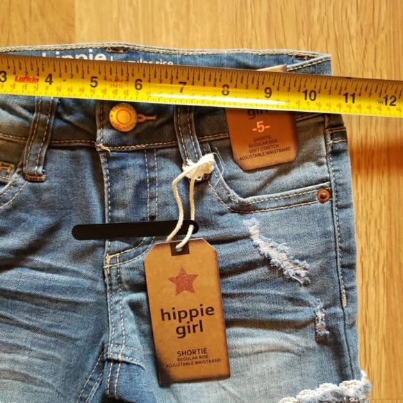 Hippie Girl NWT Girls Size 5 Reg-Rise Stretch Lace Trim Denim Shorts - Picture 6 of 9